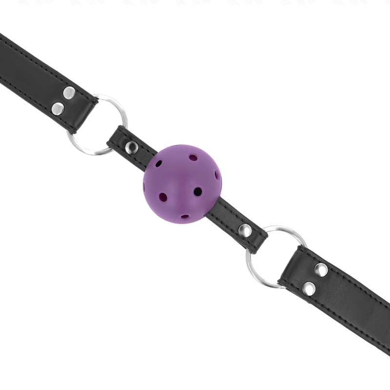 Bâillon Ball Gag Respirant 4 cm Double Rivet Ajustable - Kink