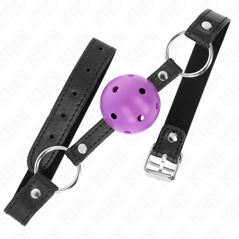 Bâillon Boule BDSM Ball Gag Violet 4,5 cm Sangle Réglable - Kink