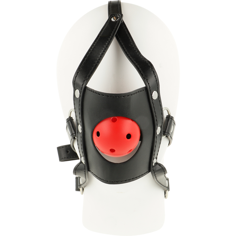 Bâillon Boule Harnais de Tête Ouverte Cuir Réglable - Ohmama
