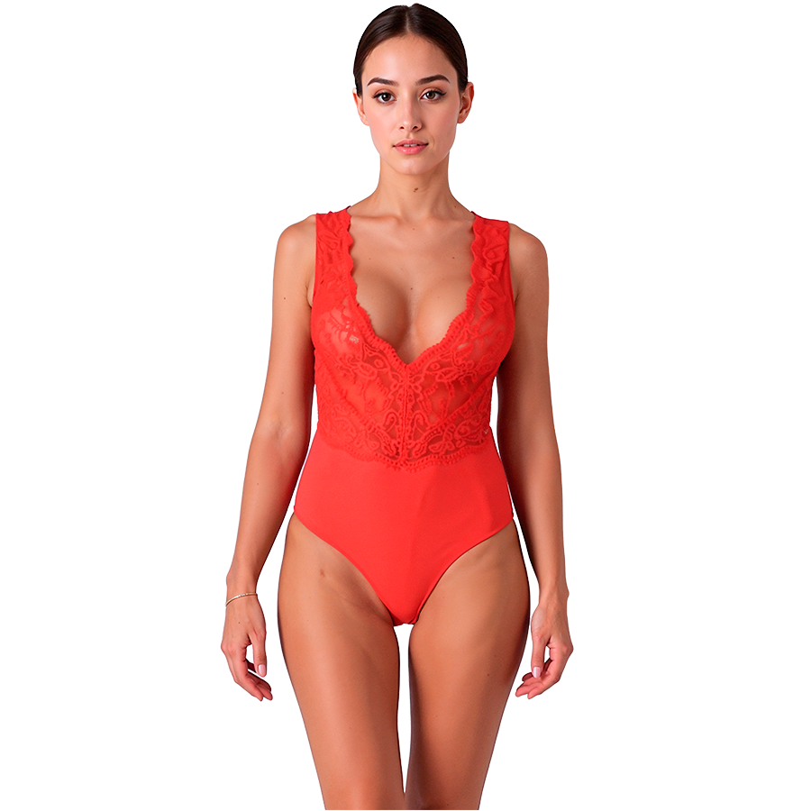 Body Sexy Evalie Dentelle Décolleté V Empiècements Transparents - Passion