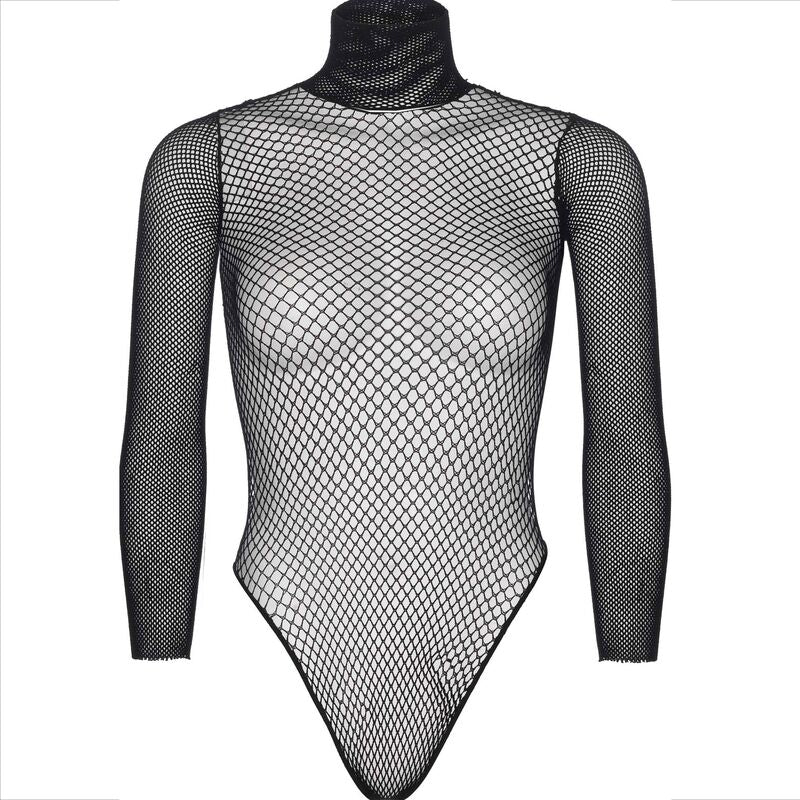 Body Teddy Résille Col Montant Manches Longues Ouvert Entrejambe - Leg Avenue