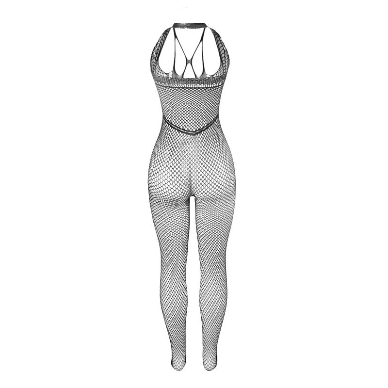 Bodystocking Résille Noir Bretelles Poitrine et Dos Taille Unique - Subblime
