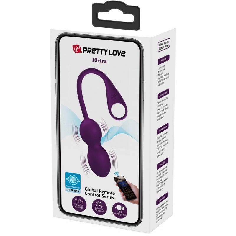 Boules de Kegel Vibrantes Elvira Connectées App 12 Modes USB - Pretty Love