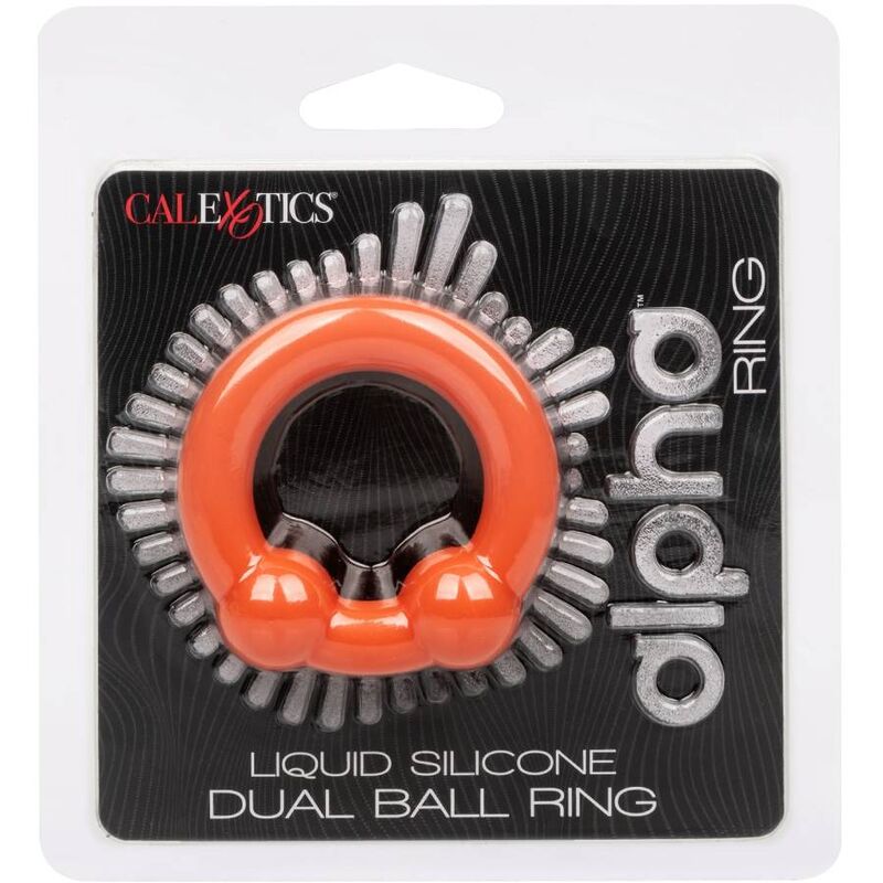 Cockring Alpha Double Boule Silicone Extensible Orange - CalExotics