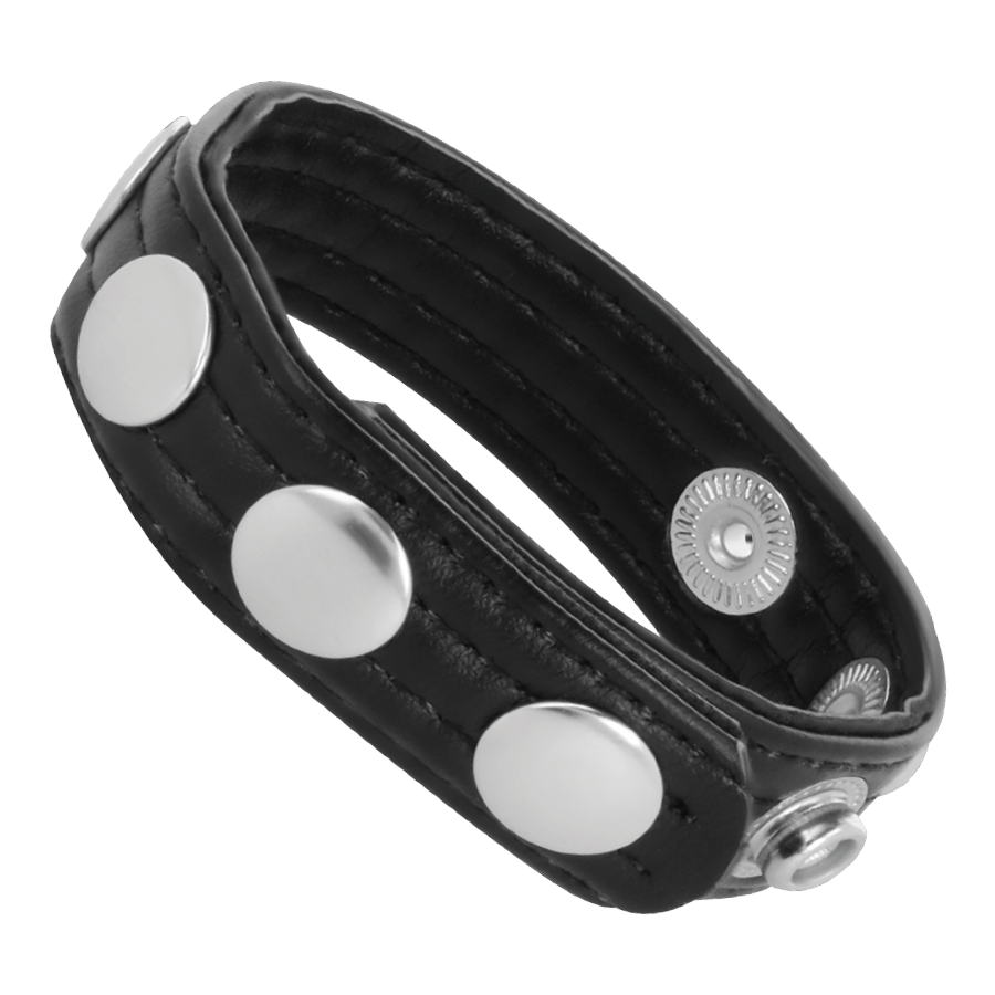 Cockring Cuir Réglable 5 Positions Sangle à Pénis Sans Nickel - Darkness
