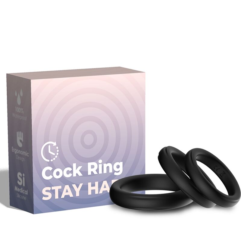 Cockring Triple Silicone Anneaux Extensibles Noir - Armony