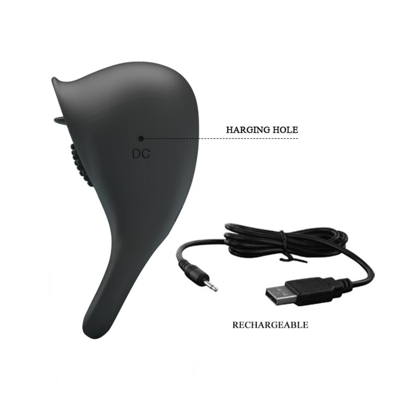 Cockring Vibrant avec Langue Stimulatrice 12 Modes Rechargeable - Pretty Love