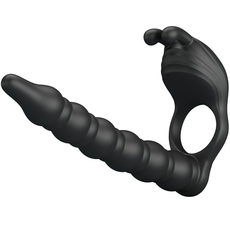 Cockring Vibrant avec Plug Anal Blackney Double Stimulation - Pretty Love