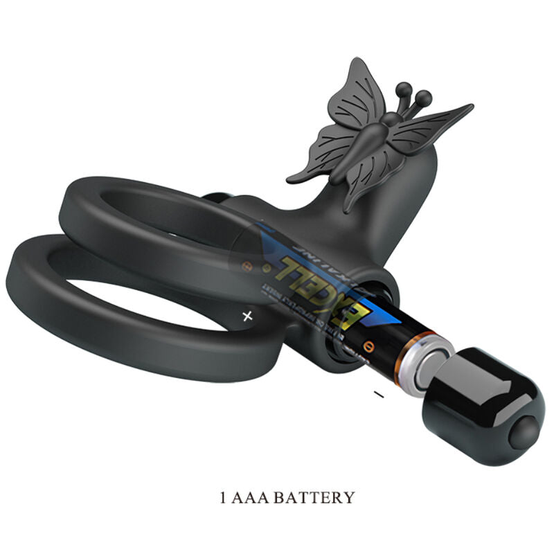 Cockring Vibrant Double Anneau Papillon 10 Modes Rechargeable - Pretty Love