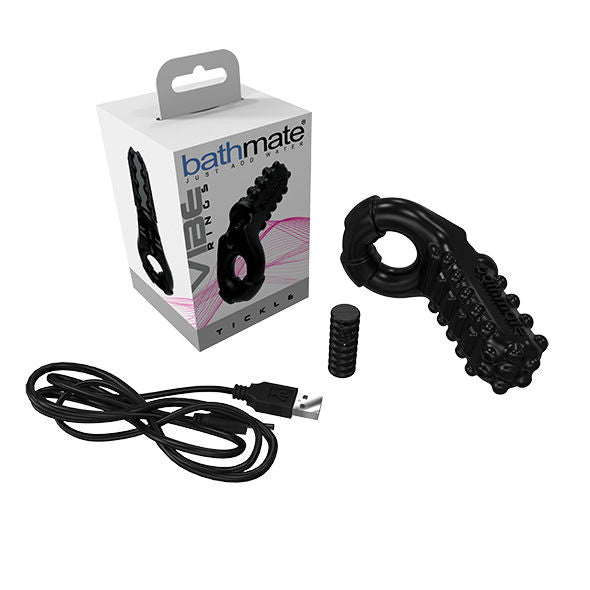 Cockring Vibrant Tickle Texturé 3 Vitesses Rechargeable USB - Bathmate