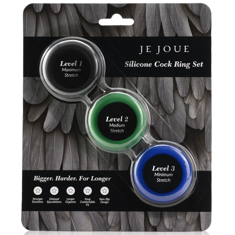 Coffret 3 Cockrings Silicone Souple 3 Niveaux d'Étirement - Je Joue