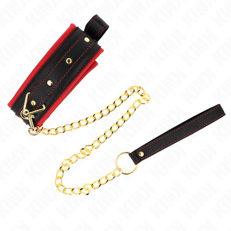 Collier avec Laisse BDSM Tissu Uni Ajustable 33-48 cm - Kink