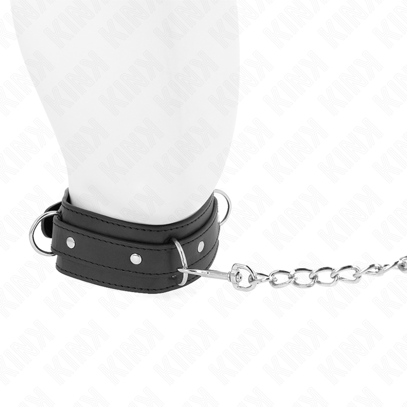 Collier BDSM avec Laisse 65 cm 3 Anneaux Réglable 38-49 cm - Kink