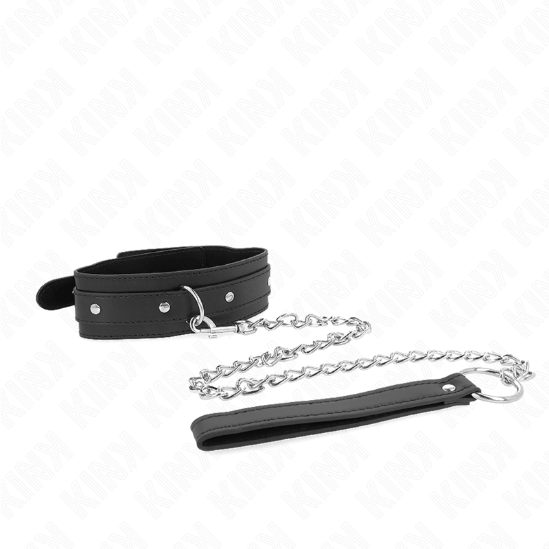 Collier BDSM avec Laisse 65 cm Anneau Réglable 38-49 cm - Kink