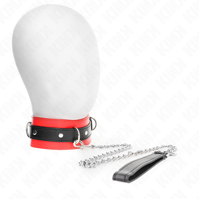 Collier BDSM avec Laisse 65 cm Cuir et Métal - Kink