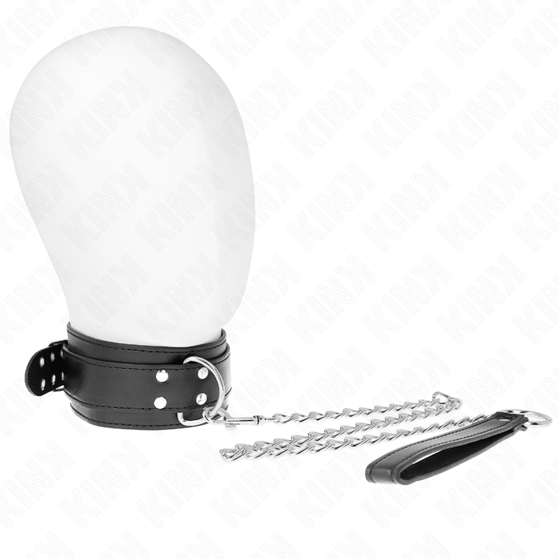 Collier BDSM avec Laisse Boucles Argentées Réglables 33-46 cm - Kink