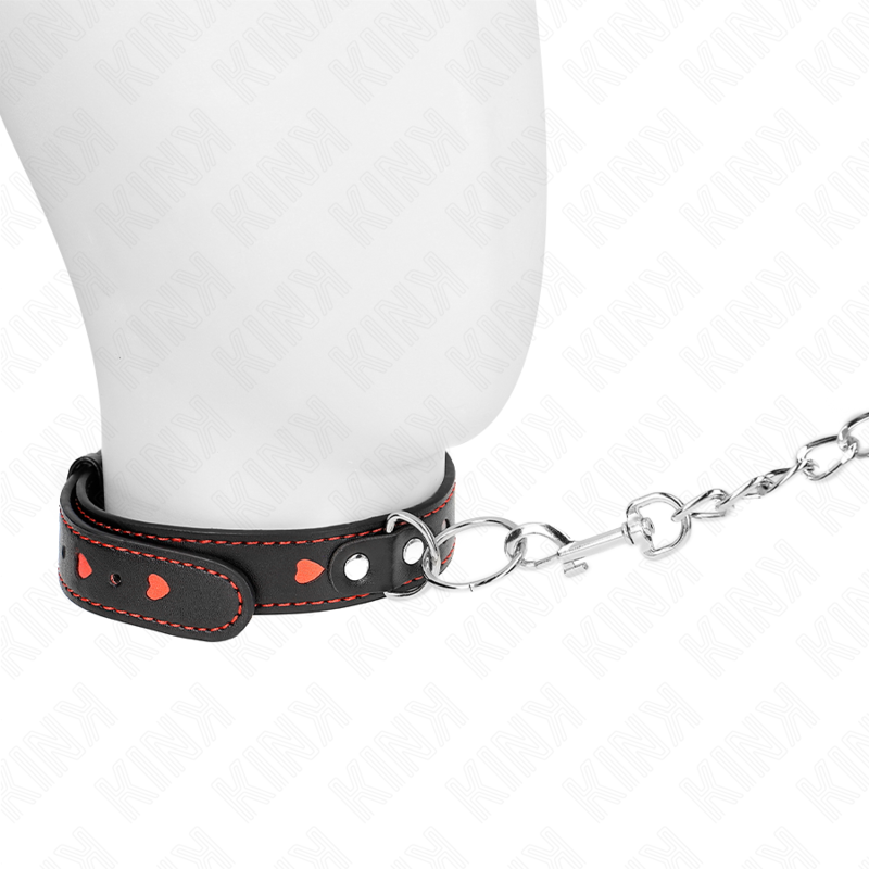 Collier BDSM avec Laisse Bracelet Détails Cœur Réglable 65 cm - Kink