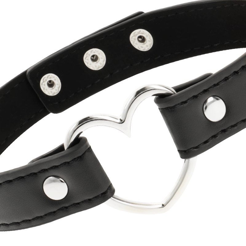 Collier BDSM Cuir Vegan Coeur Réglable Sans Nickel - Coquette Chic Desire
