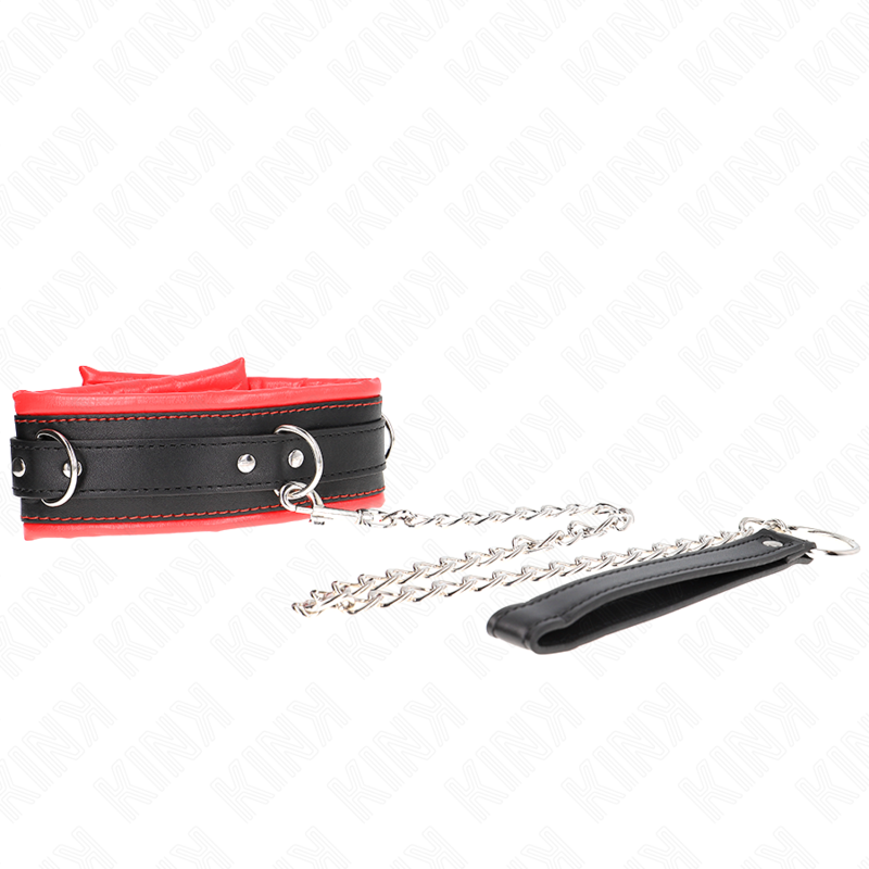 Collier BDSM Lourd Cuir Laisse de 65 cm Réglable - Kink