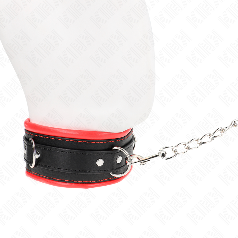 Collier BDSM Lourd Cuir Laisse de 65 cm Réglable - Kink