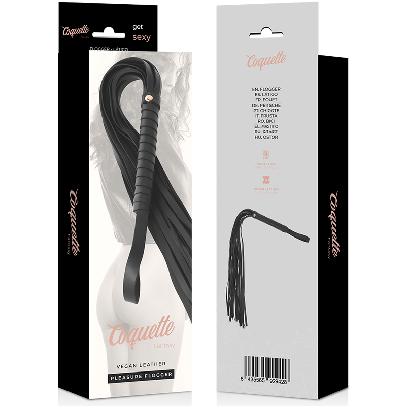 Cravache BDSM Chic Desire Fantasy Cuir Végan Manche Métal - Coquette