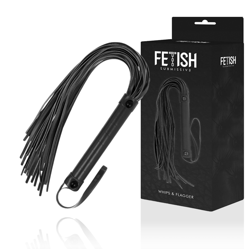 Cravache BDSM Cuir Végétalien Néoprène Sans Nickel 28 cm - Fetish Submissive