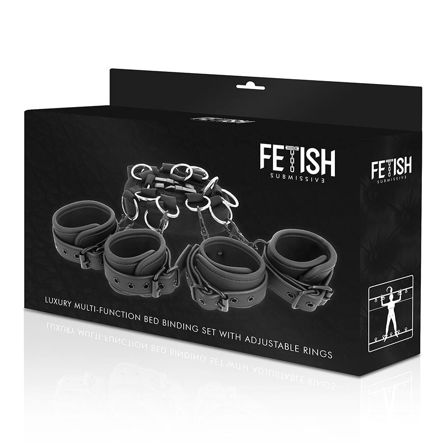 Ensemble Liens de Lit BDSM Doublure Néoprène Cuir Vegan - Fetish Submissive