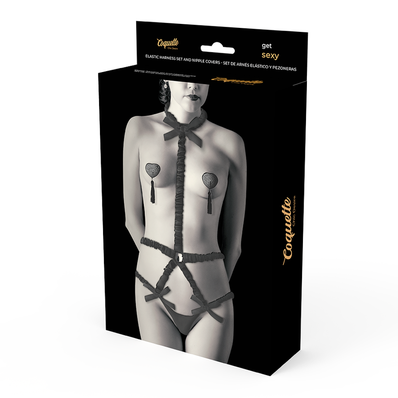 Ensemble Lingerie Harnais Chic Desire Look Corset avec Cache-Tétons - Coquette