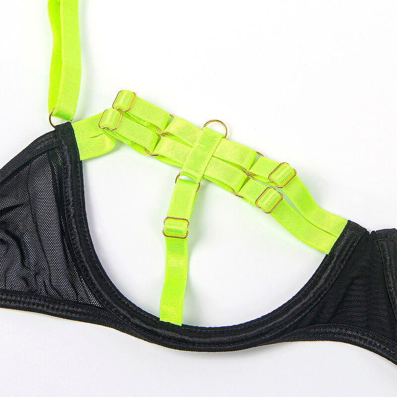 Ensemble Lingerie Soutien-Gorge Collier Jarretières Fluo - Subblime