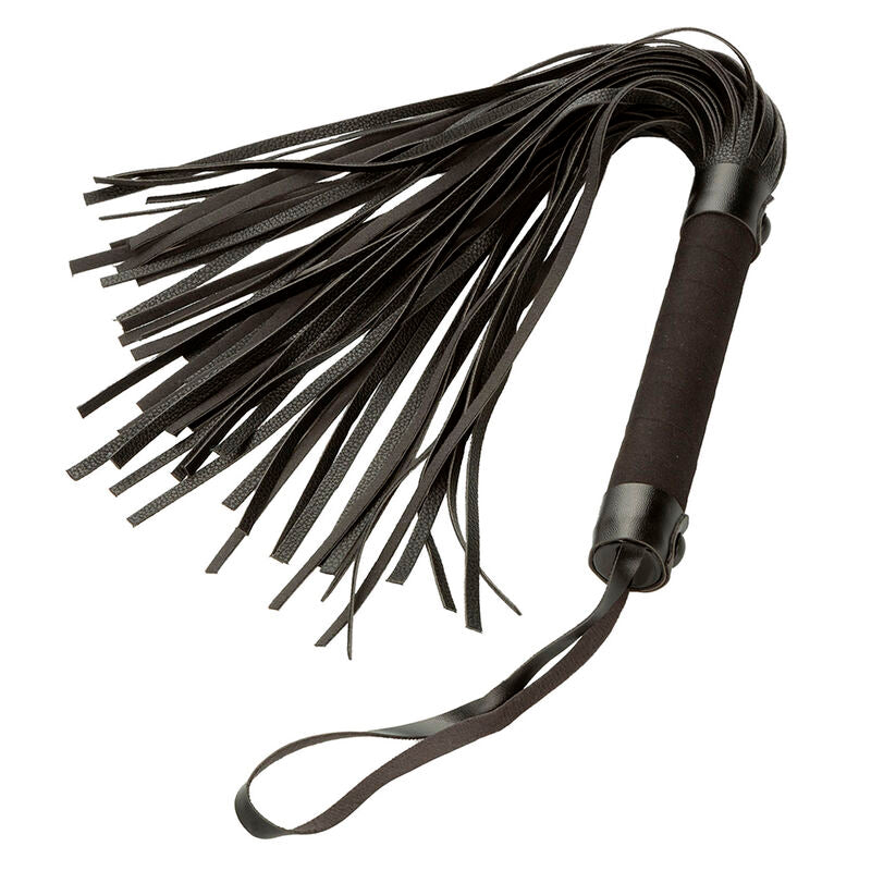 Fouet Flogger BDSM Nocturnal Cuir Noir Lanières Souples - CalExotics