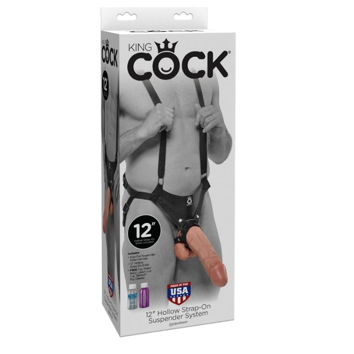 Gaine à Pénis Creuse Vibrante avec Sangles - King Cock
