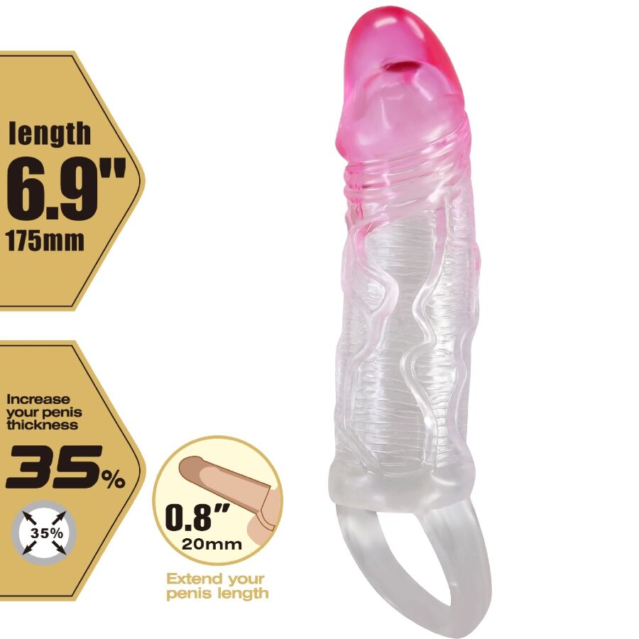 Gaine à Pénis Réaliste Odes Extension 2 cm avec Cockring - Pretty Love