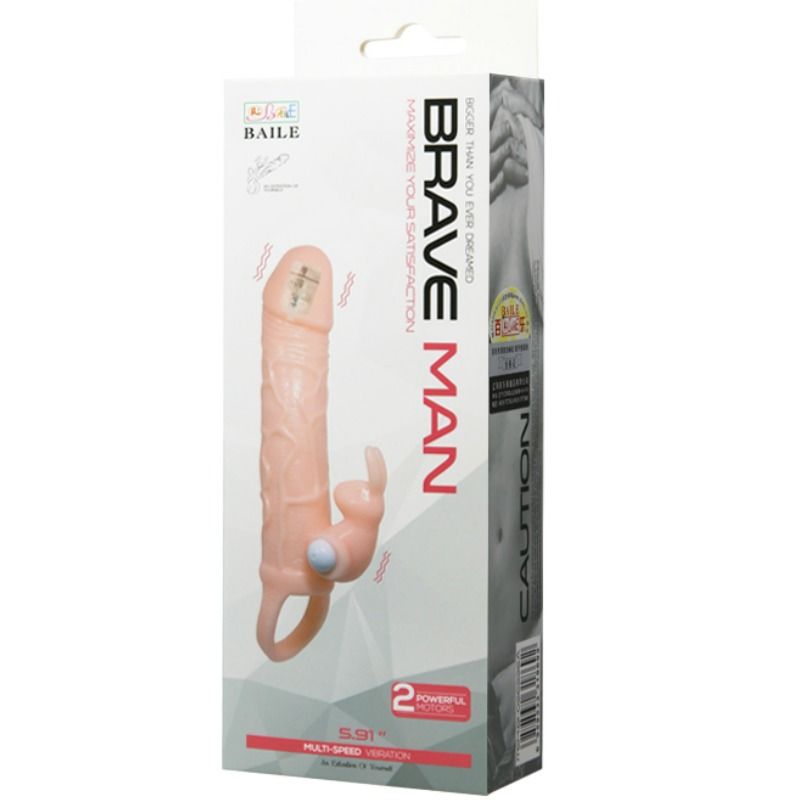 Gaine à Pénis Vibrante Brave Man Rabbit Double Moteur 16,5 cm - Baile