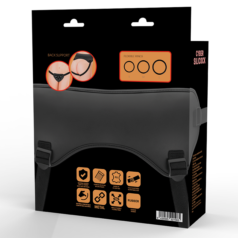 Gode Ceinture Harnais Universel 3 Anneaux Interchangeables Vinyle - Cyber Silicock