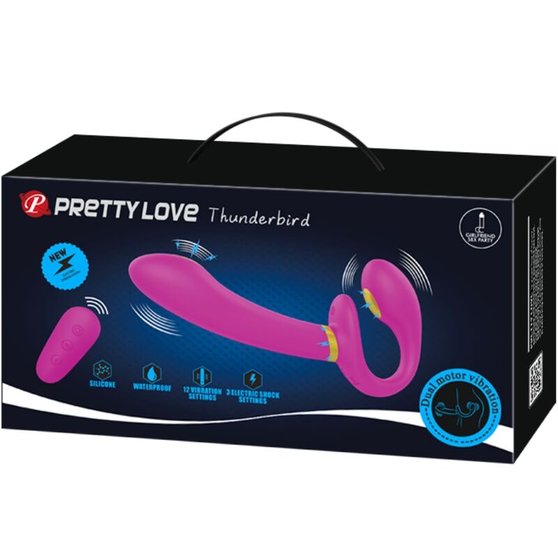 Gode Ceinture Sans Harnais Thunderbird Vibrant Électrostimulation Télécommande - Pretty Love
