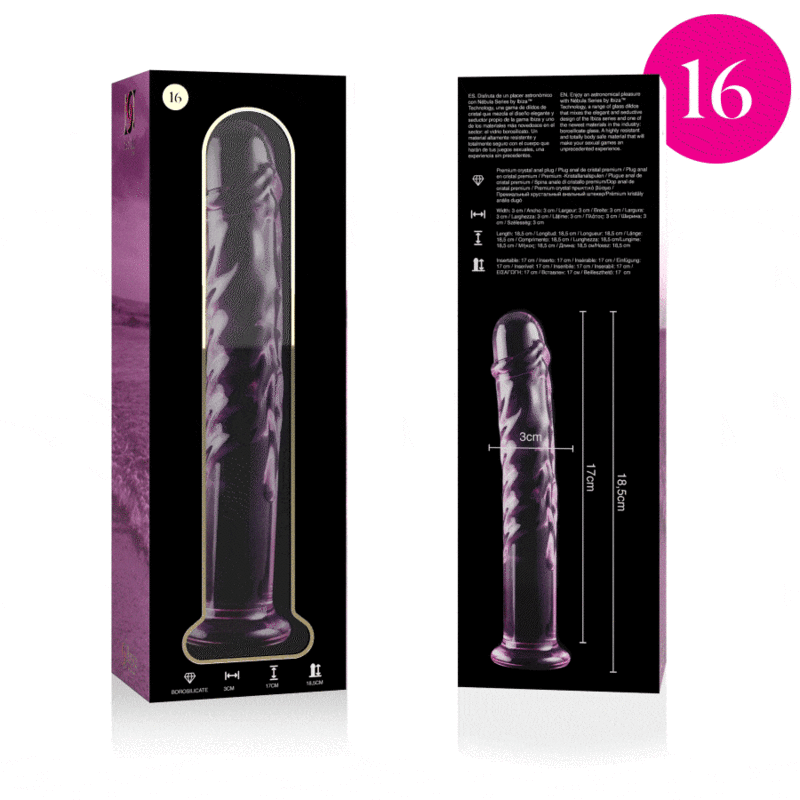 Gode en Verre Borosilicate Modèle 16 Rose 18,5 cm Thermosensible - Nebula Series By Ibiza