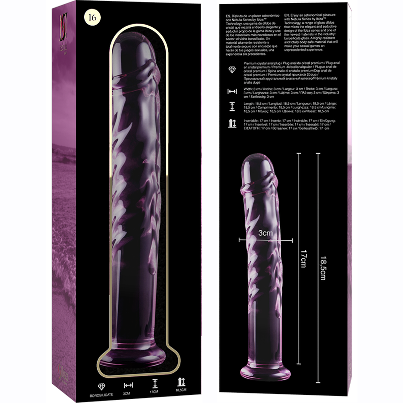 Gode en Verre Borosilicate Modèle 16 Rose 18,5 cm Thermosensible - Nebula Series By Ibiza