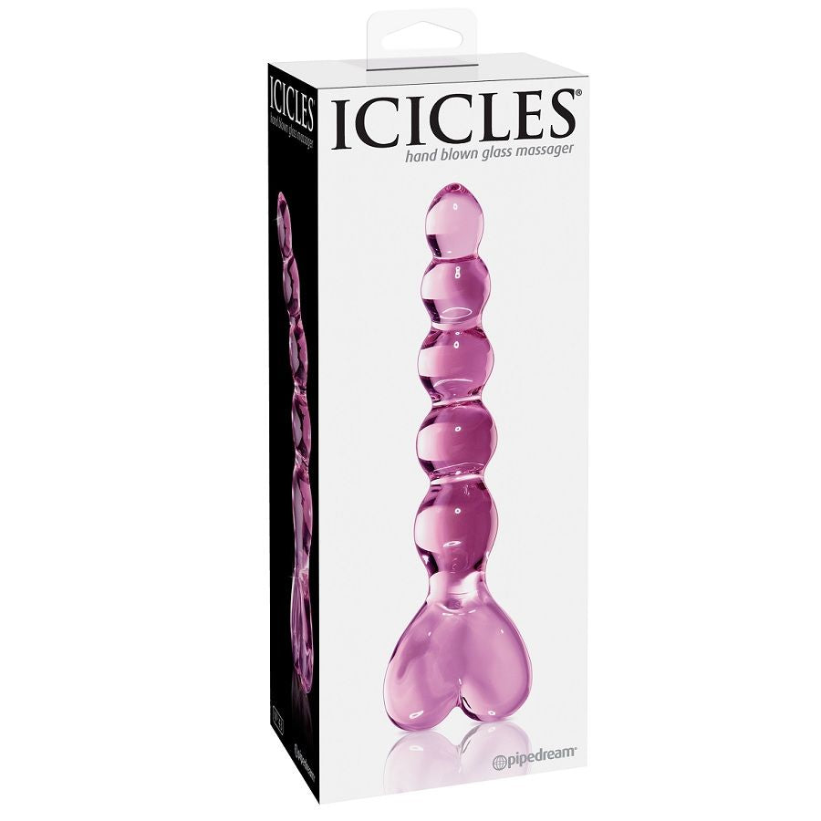 Gode en Verre Perlé Pointe Effilée Poignée Cœur Point G & P - Icicles