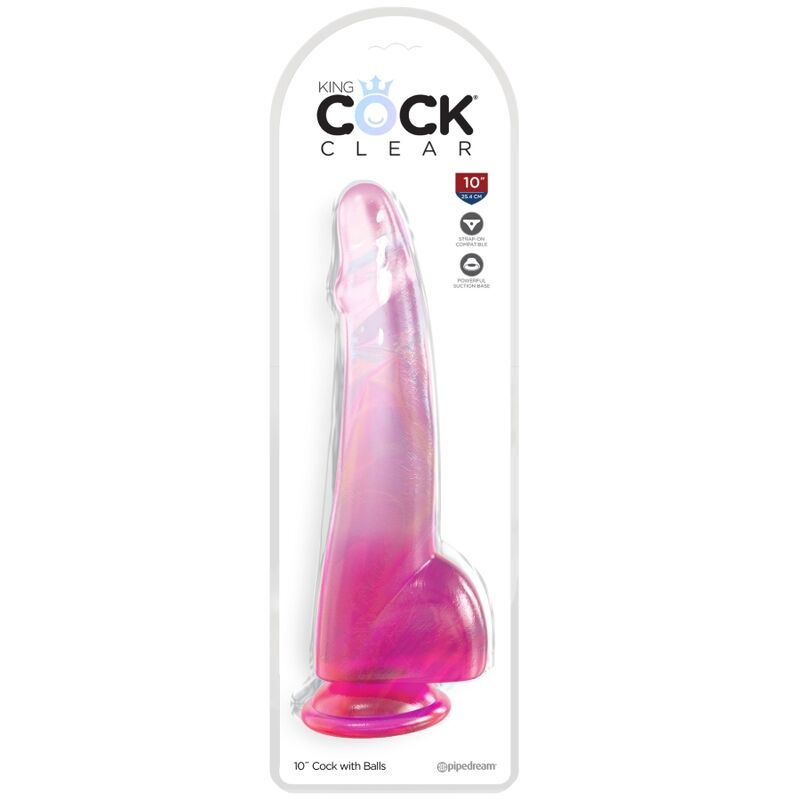 Gode Réaliste Translucide King Cock Clear avec Testicules et Ventouse