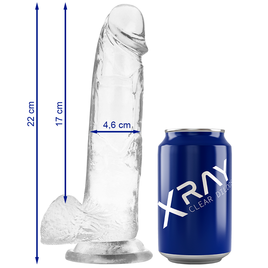 Gode Réaliste Transparent Testicules 4 Tailles Ventouse - X Ray