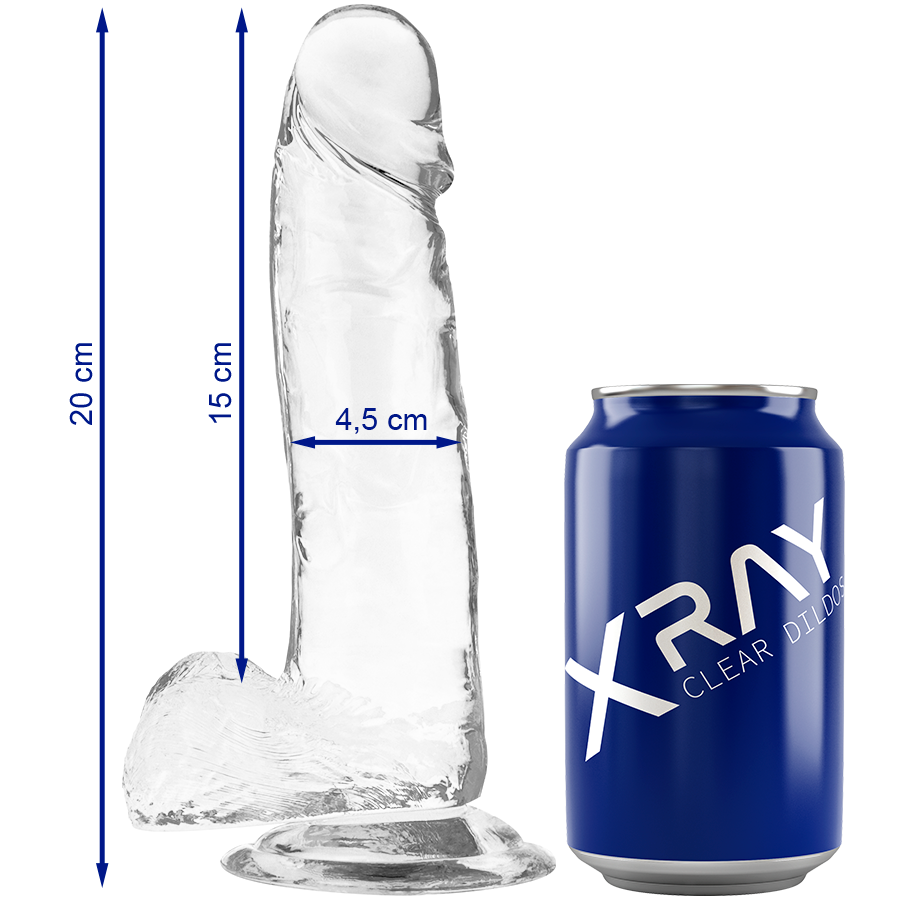 Gode Réaliste Transparent Testicules 4 Tailles Ventouse - X Ray