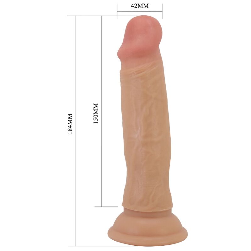 Gode Ventouse Réaliste Quentin 18 cm Peau Coulissante - TPR - Pretty Love