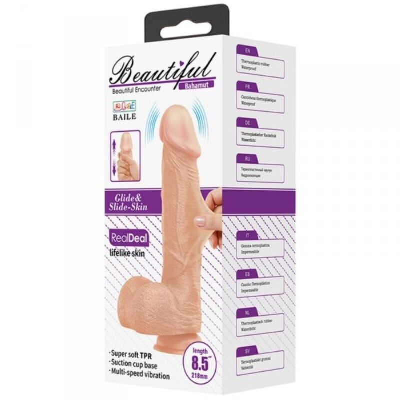 Gode Vibrant Réaliste Bahamut Ventouse 21.8 cm TPR - Baile