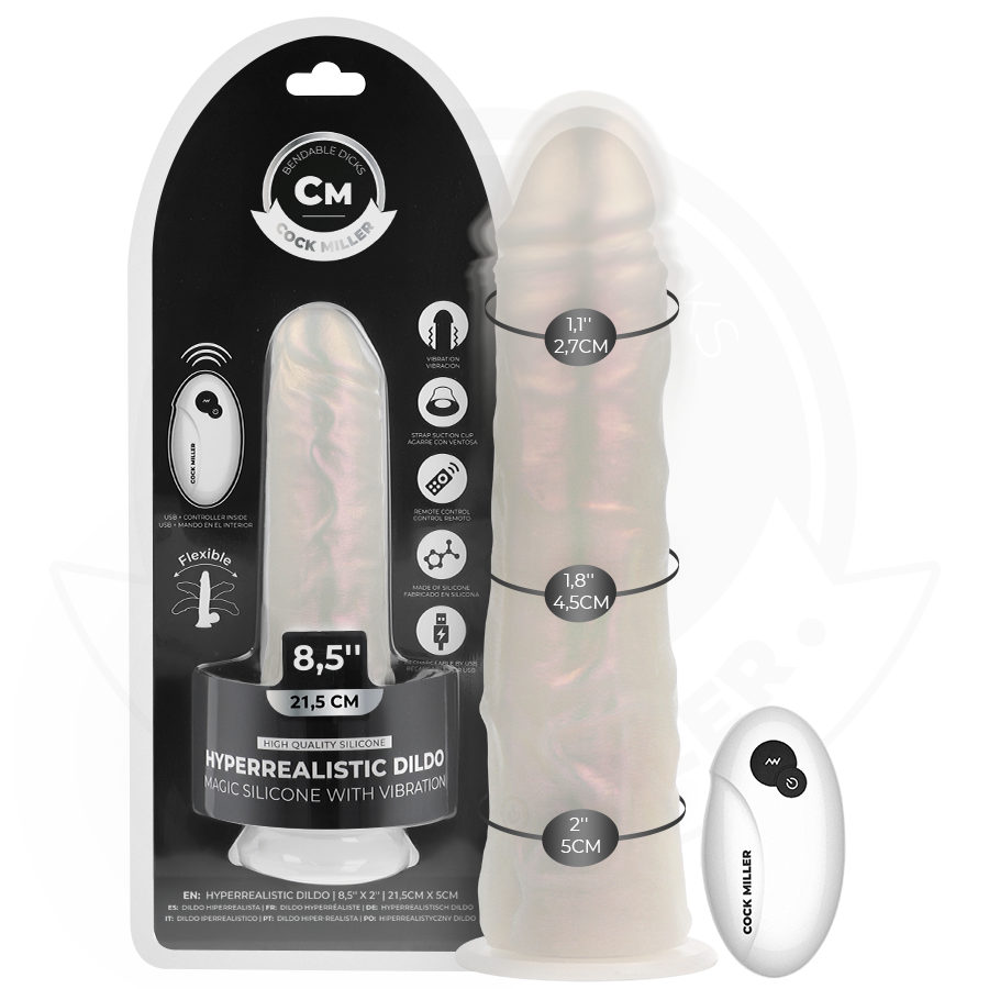Gode Vibrant Ventouse Lumières LED Télécommande Rechargeable - Cock Miller