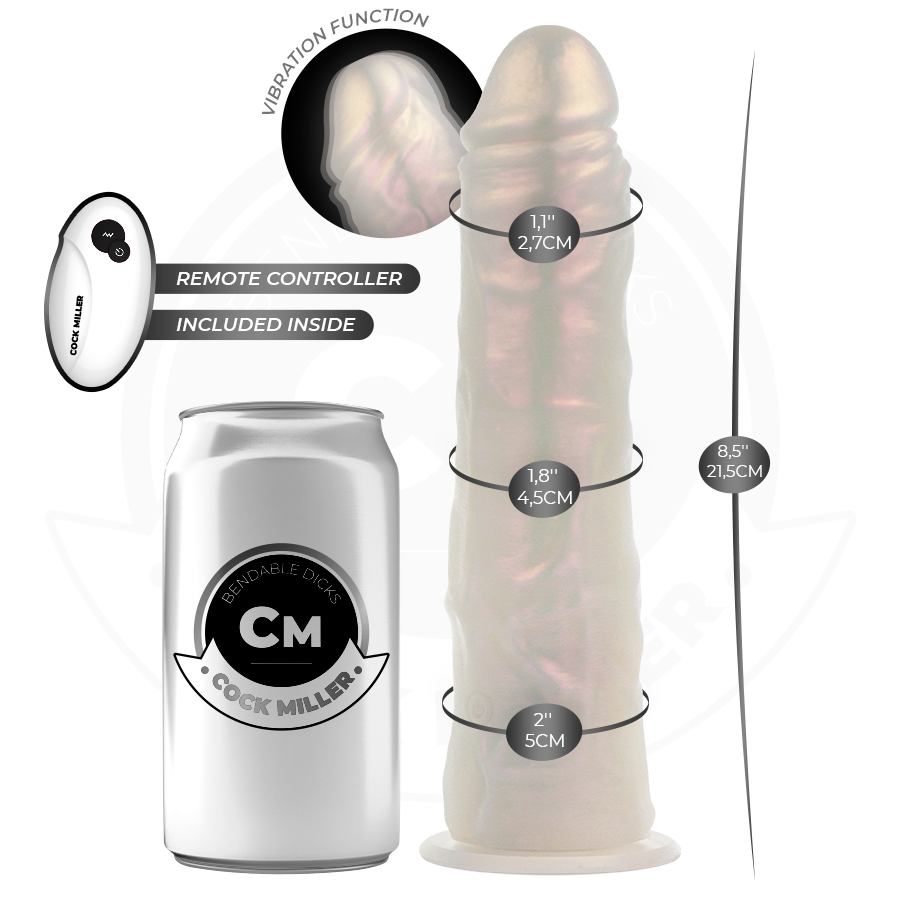 Gode Vibrant Ventouse Lumières LED Télécommande Rechargeable - Cock Miller