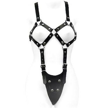 Harnais BDSM Femme Corps Exposé Cuir Entièrement Réglable - Leather Body