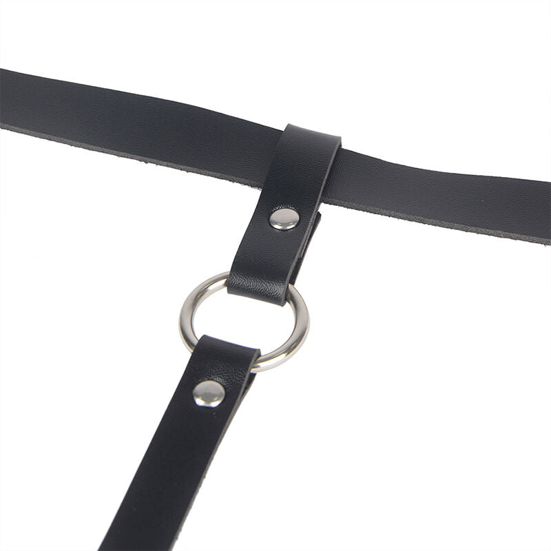Harnais de Jambe Chaîne Cuir Noir Détail Bijou Taille Unique - Subblime