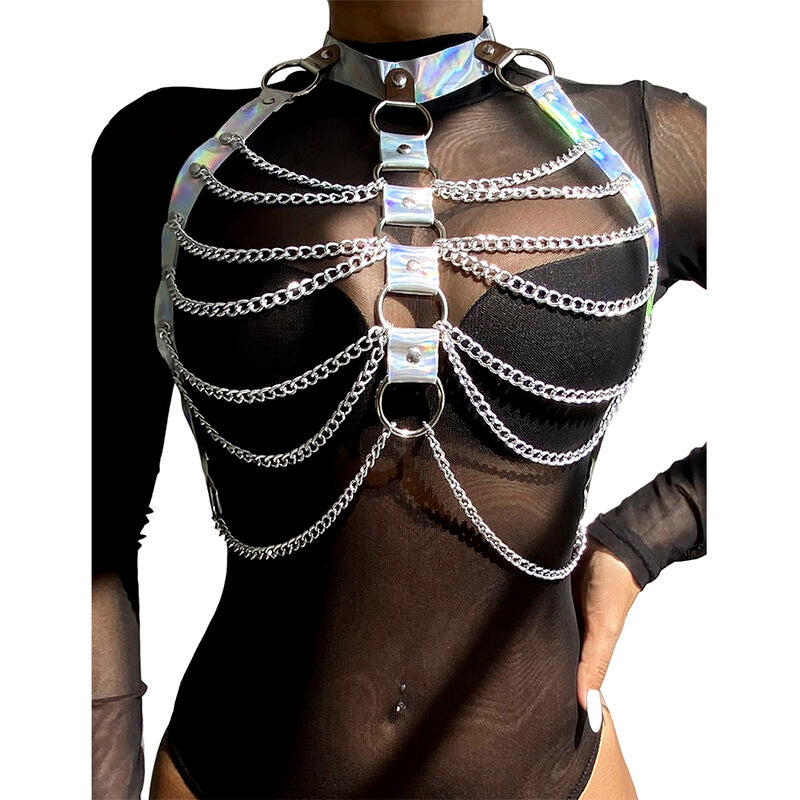 Harnais de Poitrine Anneaux et Chaînes Argent Taille Unique - Subblime