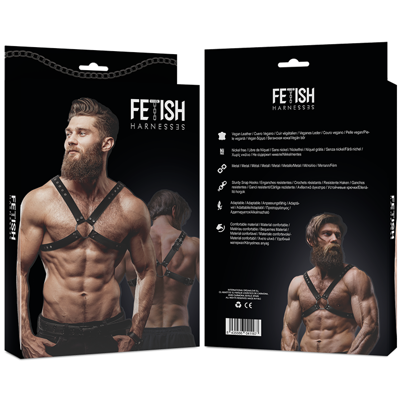 Harnais Homme Cuir Écologique Poitrine Croisée Taille Réglable - Fetish Submissive