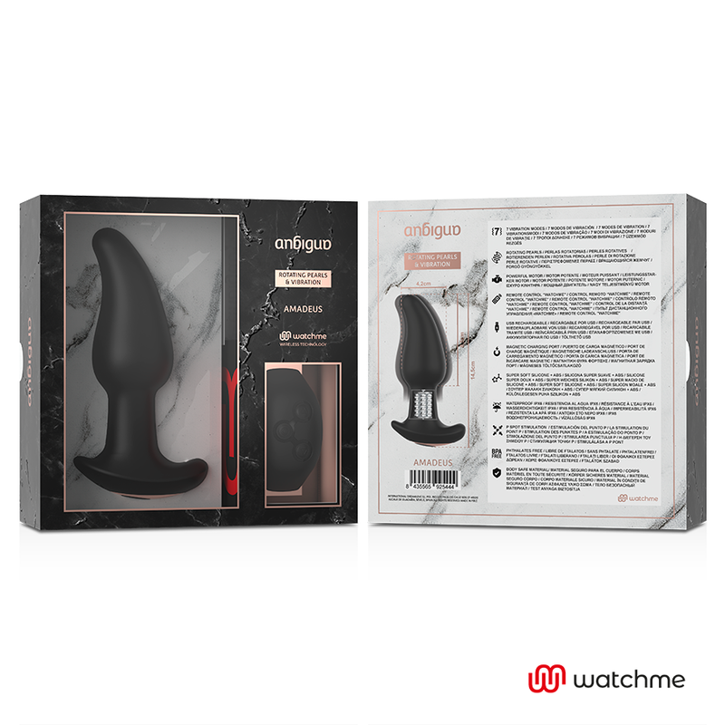 Watchme Analplug-Vibrator mit Fernbedienung und rotierenden Perlen Amadeus